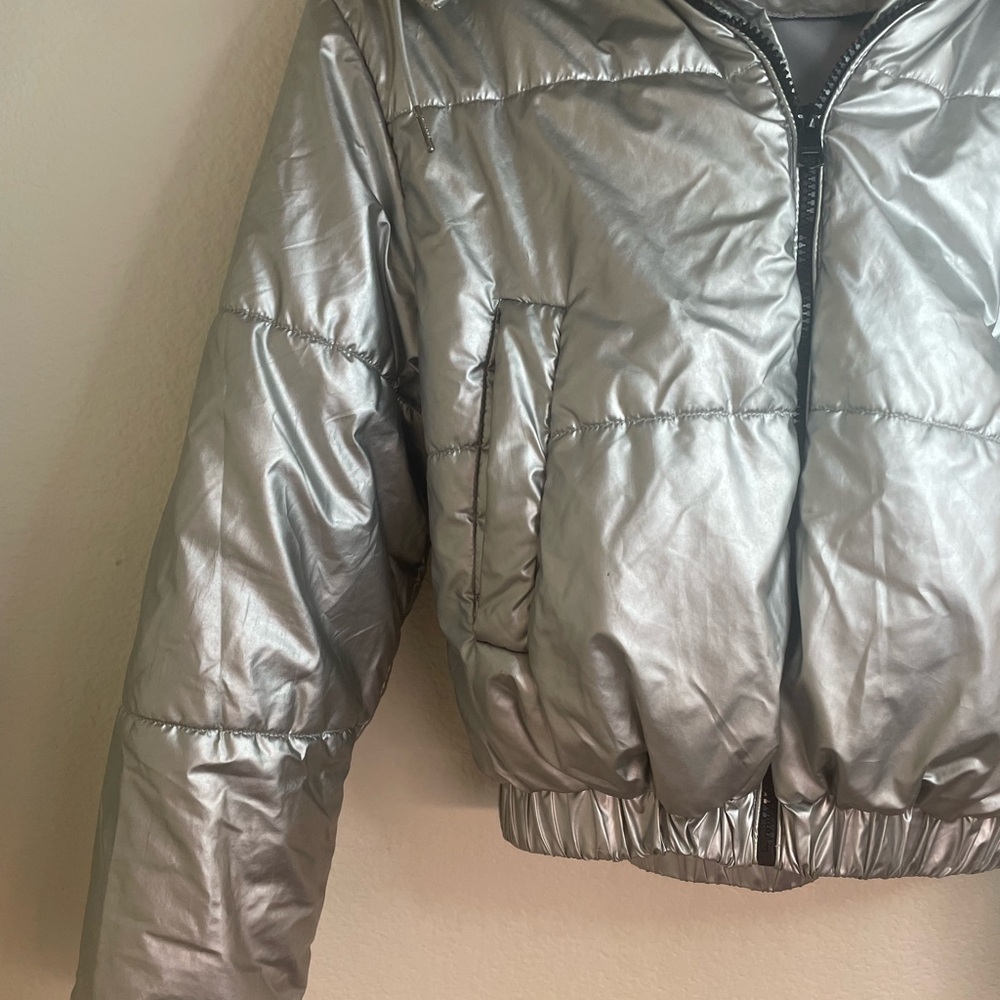 Bershka Metallic Silver Puffer Jacket - Picture 9 of 9